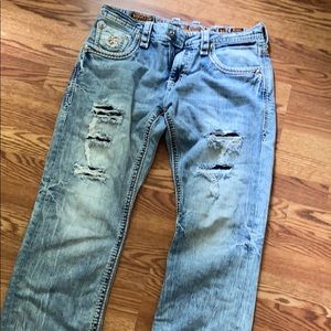 Mens distressed Rock Revival jeans